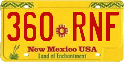 NM license plate 360RNF