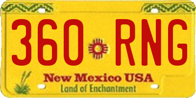 NM license plate 360RNG
