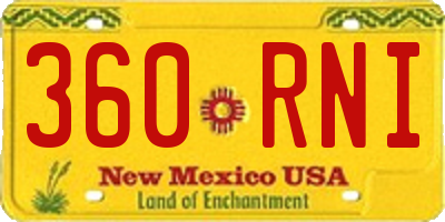 NM license plate 360RNI