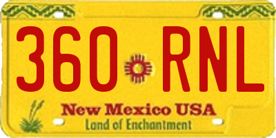 NM license plate 360RNL