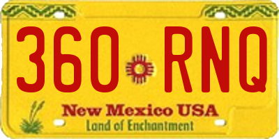 NM license plate 360RNQ