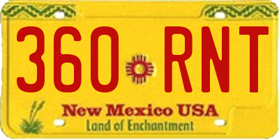 NM license plate 360RNT