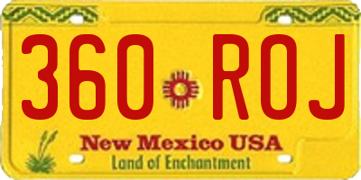 NM license plate 360ROJ