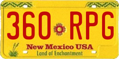 NM license plate 360RPG