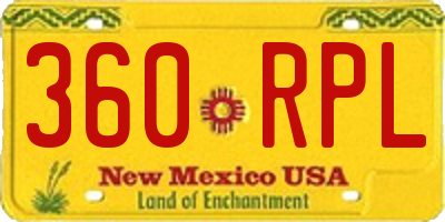 NM license plate 360RPL
