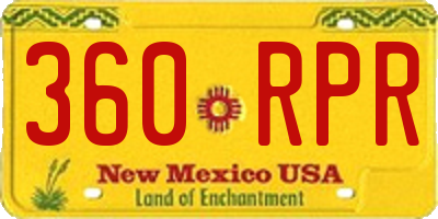 NM license plate 360RPR