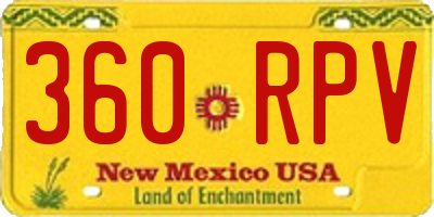 NM license plate 360RPV