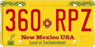NM license plate 360RPZ