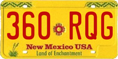 NM license plate 360RQG
