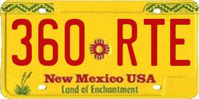 NM license plate 360RTE