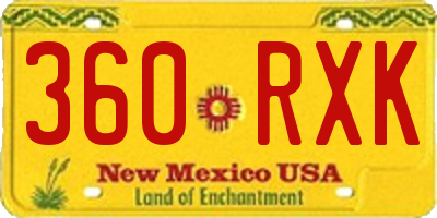 NM license plate 360RXK