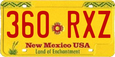 NM license plate 360RXZ