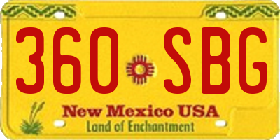 NM license plate 360SBG