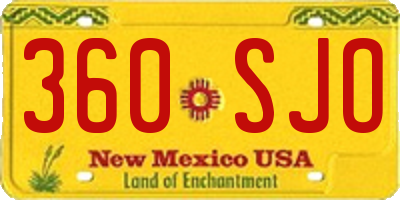 NM license plate 360SJO