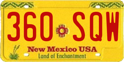 NM license plate 360SQW