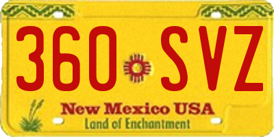 NM license plate 360SVZ
