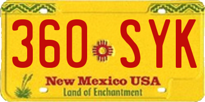 NM license plate 360SYK