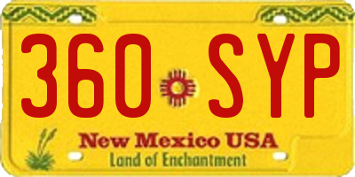 NM license plate 360SYP
