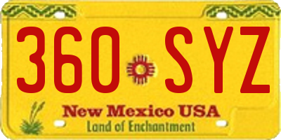 NM license plate 360SYZ