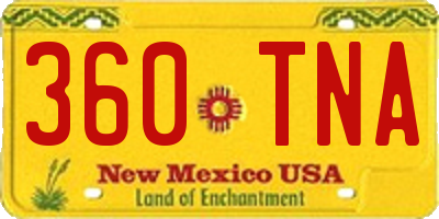NM license plate 360TNA