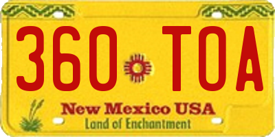 NM license plate 360TOA