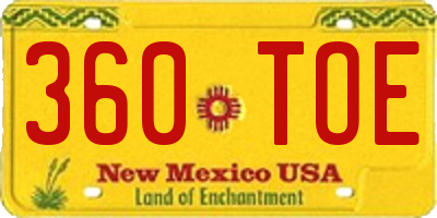 NM license plate 360TOE