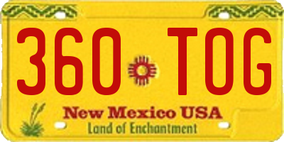 NM license plate 360TOG