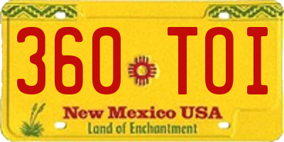NM license plate 360TOI