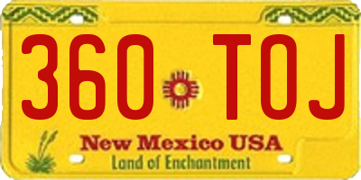 NM license plate 360TOJ