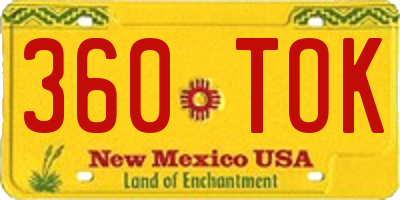 NM license plate 360TOK