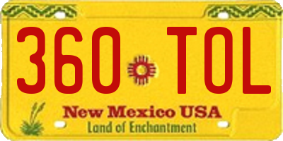 NM license plate 360TOL