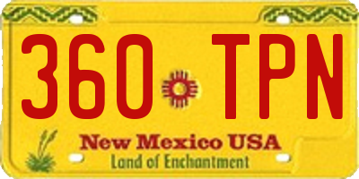NM license plate 360TPN