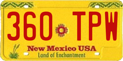 NM license plate 360TPW