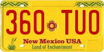 NM license plate 360TUO
