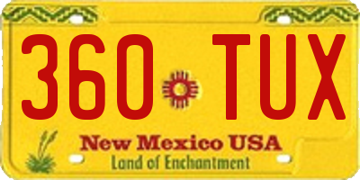 NM license plate 360TUX