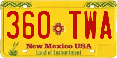 NM license plate 360TWA