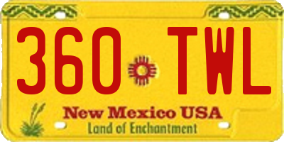 NM license plate 360TWL