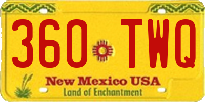 NM license plate 360TWQ