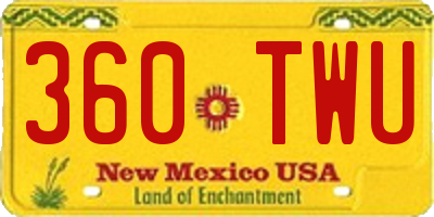 NM license plate 360TWU
