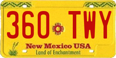 NM license plate 360TWY