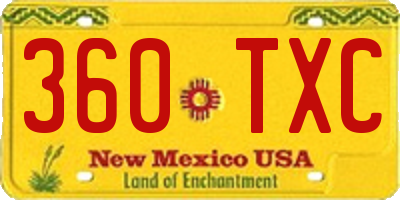 NM license plate 360TXC