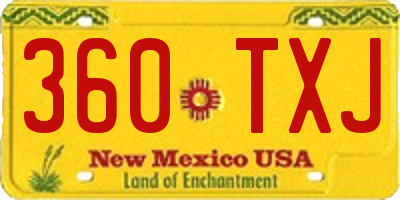 NM license plate 360TXJ