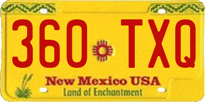 NM license plate 360TXQ