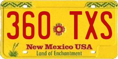 NM license plate 360TXS
