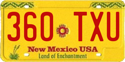 NM license plate 360TXU