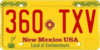 NM license plate 360TXV