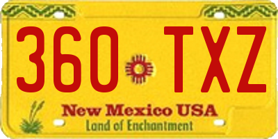 NM license plate 360TXZ
