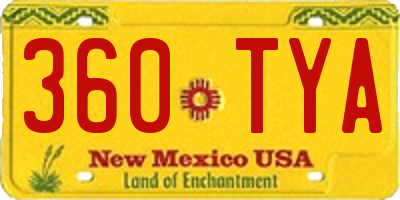 NM license plate 360TYA