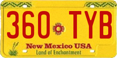 NM license plate 360TYB