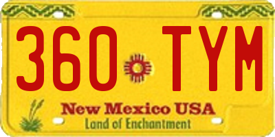 NM license plate 360TYM